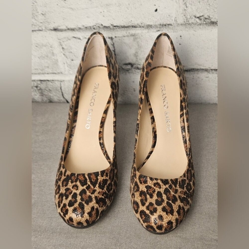 Franco Sarto Leopard Print Round Toe Classic Heels Pumps Size 8M - Picture 3 of 11